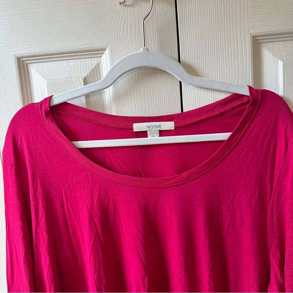 Sejour Long Sleeve Tunic Top with Pockets Vibrant Pink Womens Size 1X - Picture 8 of 9
